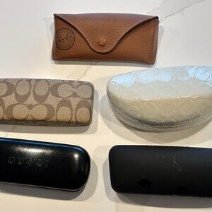 Lot of 5 Eye Glass Cases (GUCCI, Coach, Ray-Ban, Two Blind Brothers)